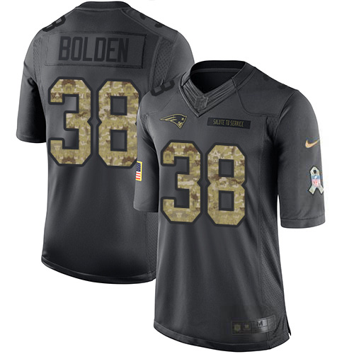 Nike Patriots #38 Brandon Bolden Black Youth Stitched NFL Limited 2016 Salute to Service Jersey